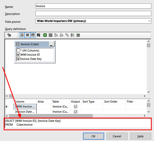 Figure 4.14 – Create Named Query dialog with the SQL section highlighted
