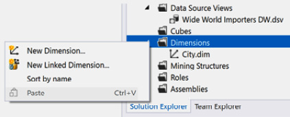 Figure 4.15 – Launching the Dimension Wizard from Solution Explorer
