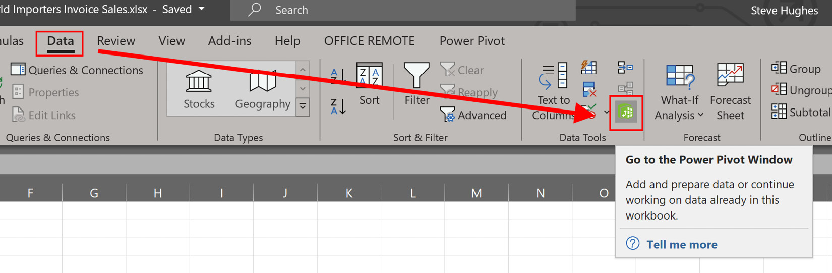 Figure 6.4 – Opening Power Pivot in Excel
