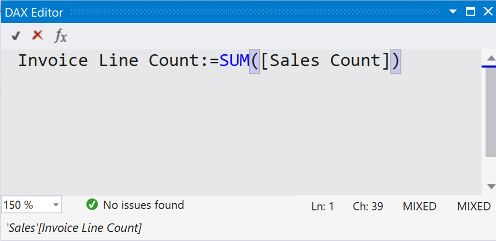 Figure 8.3 – DAX Editor
