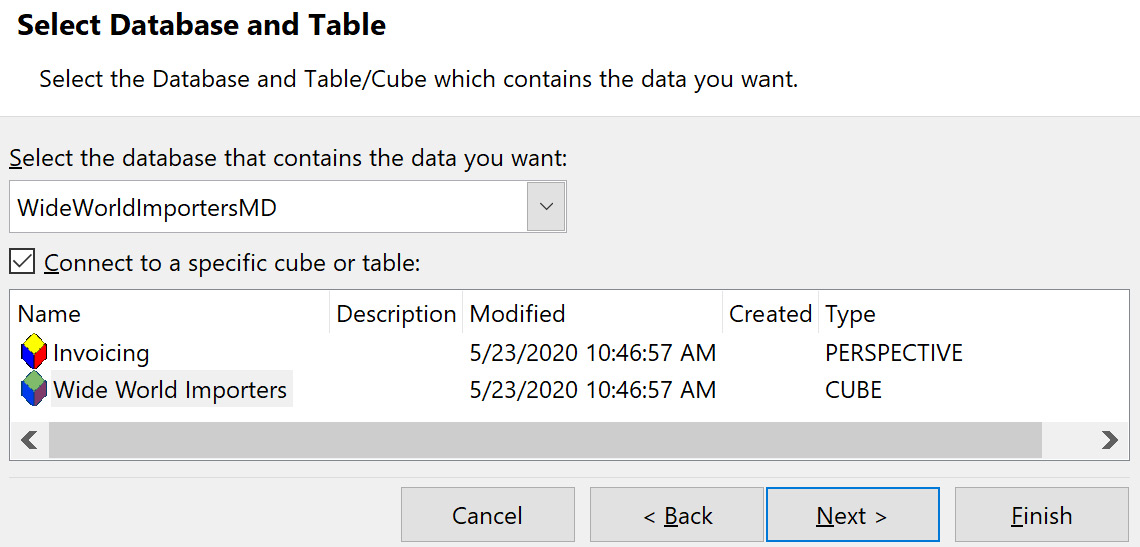 Figure 9.2 – Select the cube to connect to
