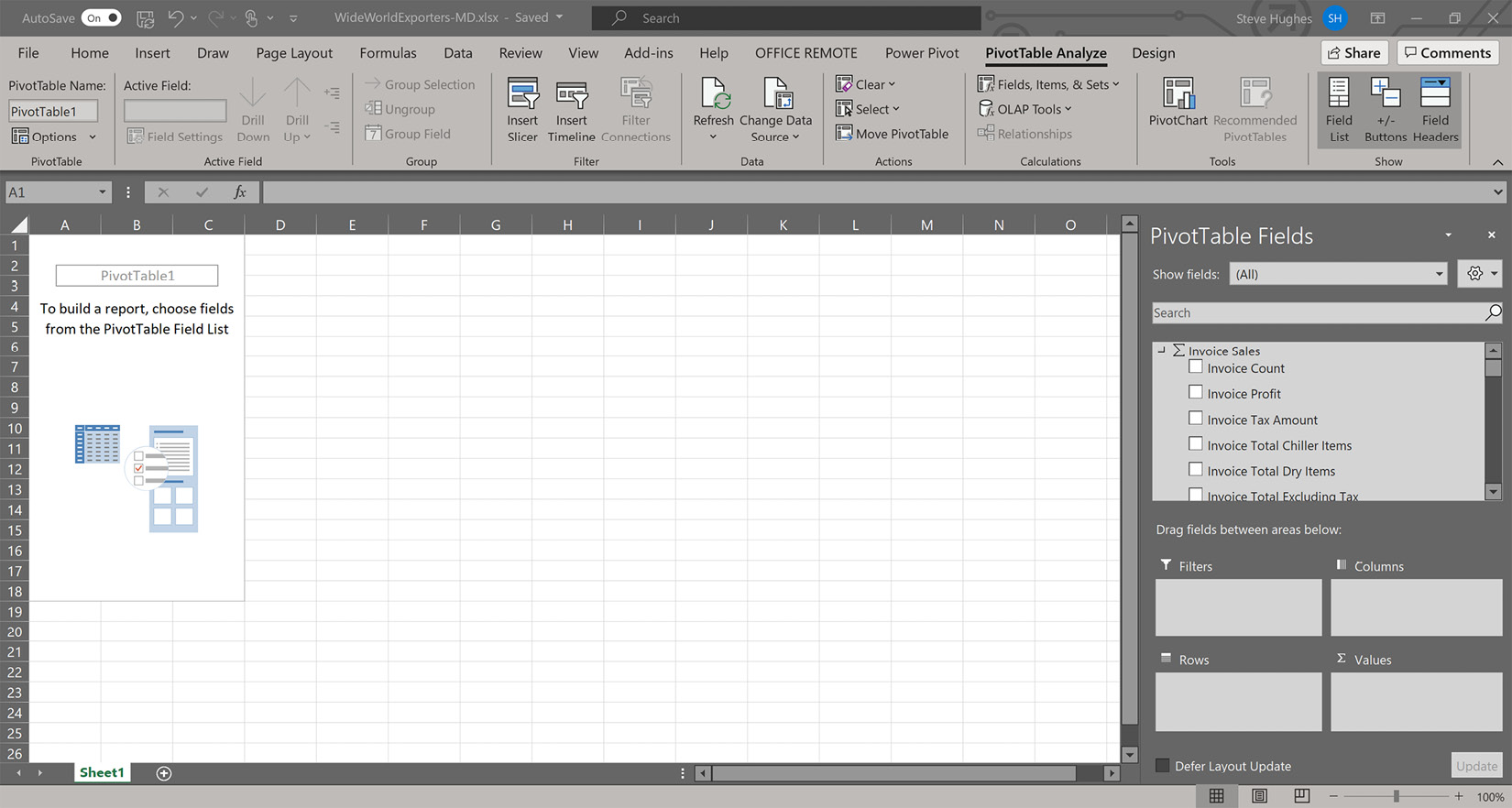 Figure 9.4 – PivotTable with Analysis Services model
