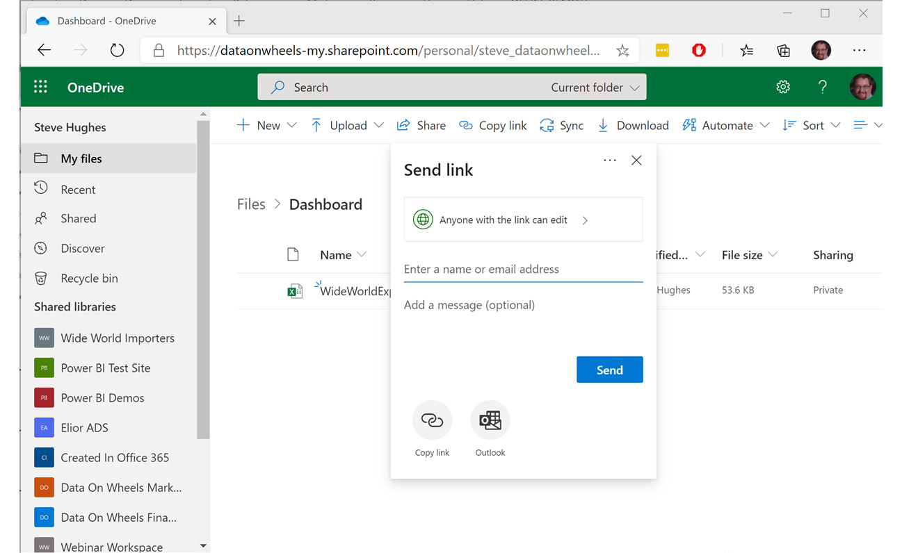 Figure 9.23 – Share your deployed Excel dashboard
