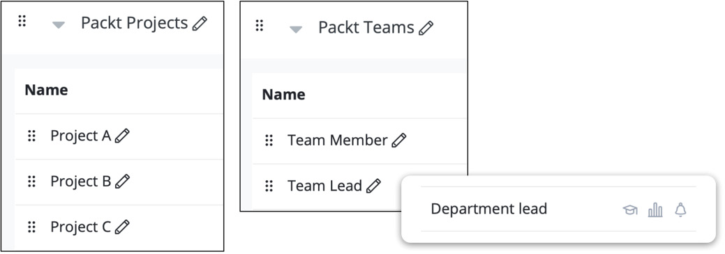 Figure 4.18 – Project departments and team positions
