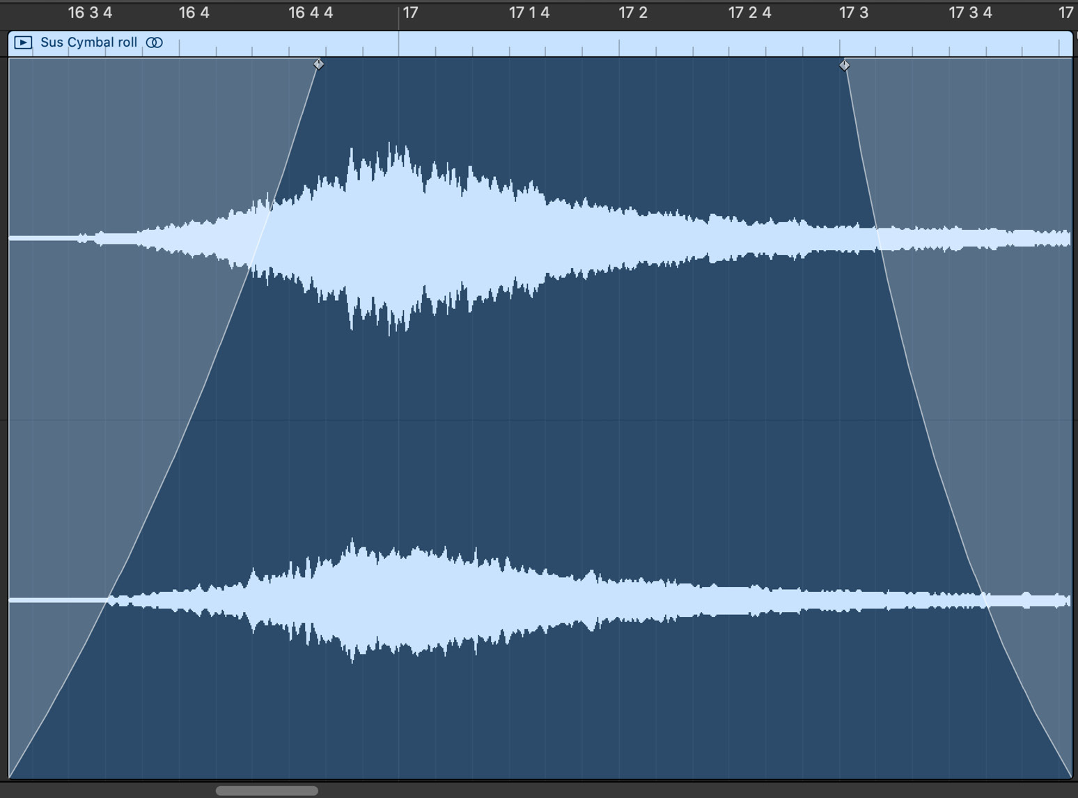Figure 4.14 – The audio file well positioned, shortened, and with fades
