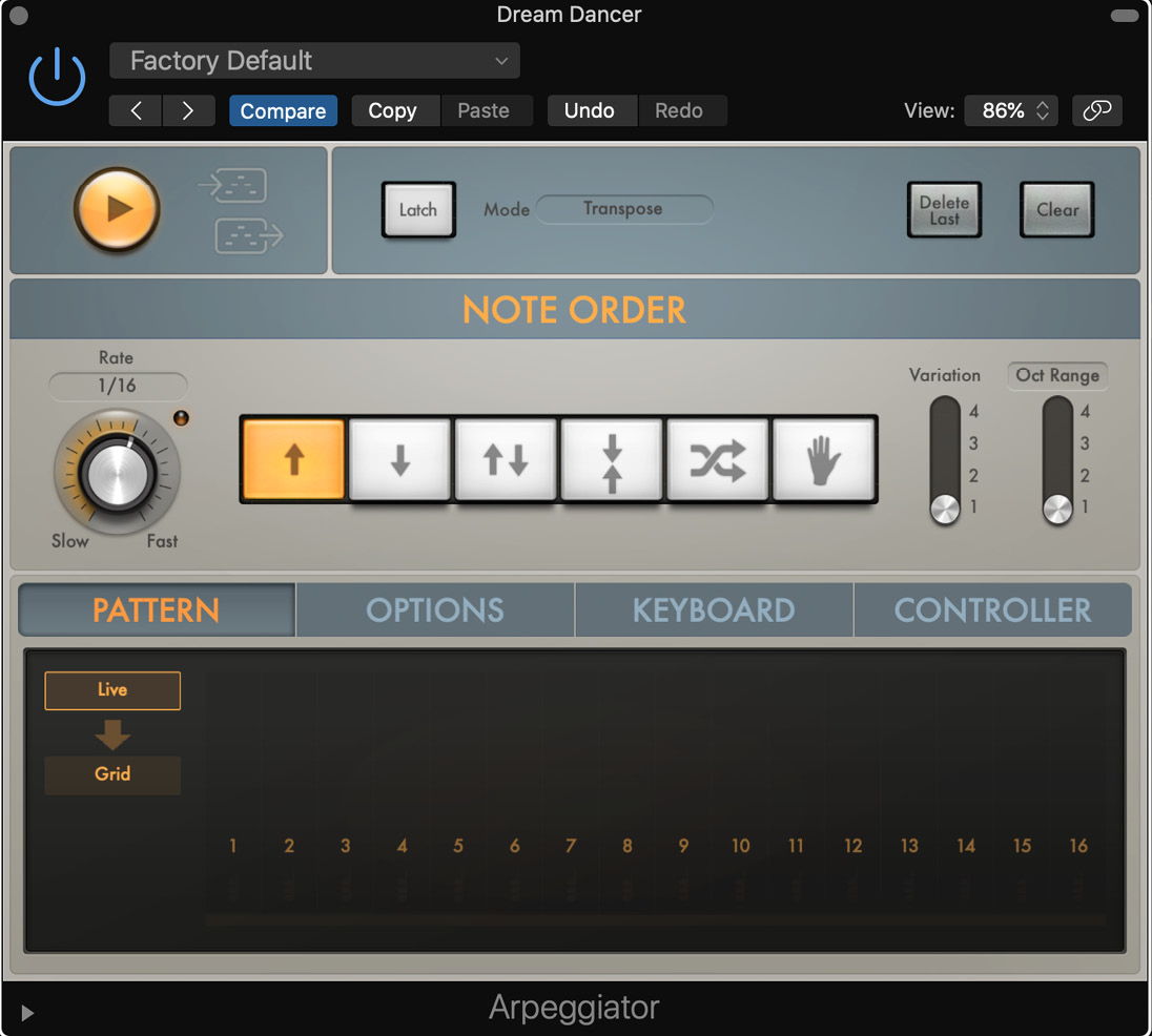 Figure 5.8 – The Arpeggiator
