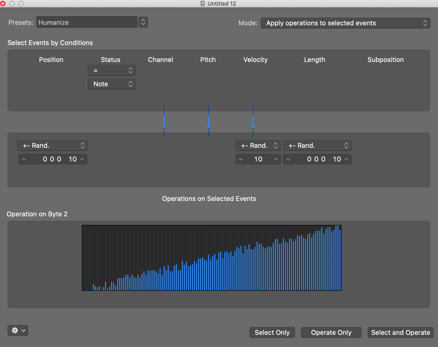 Figure 6.10 – MIDI Transform's Humanize preset
