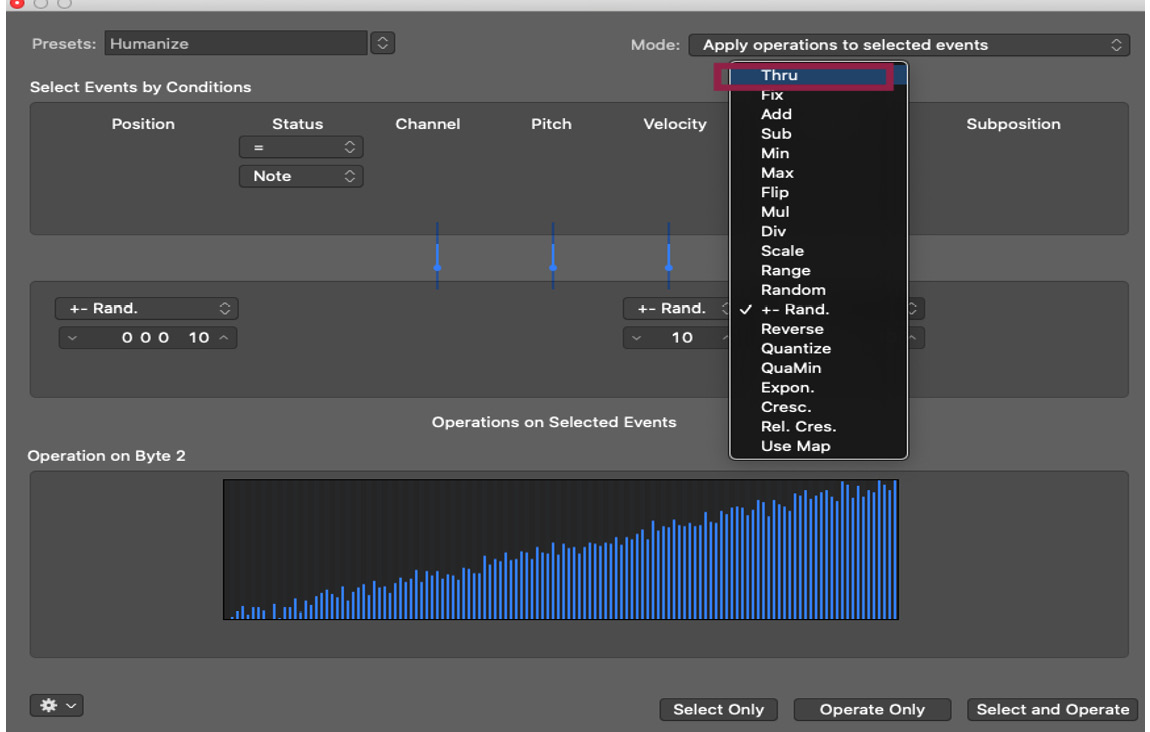 Figure 6.11 – MIDI Transform's Humanize with Length set to Thru
