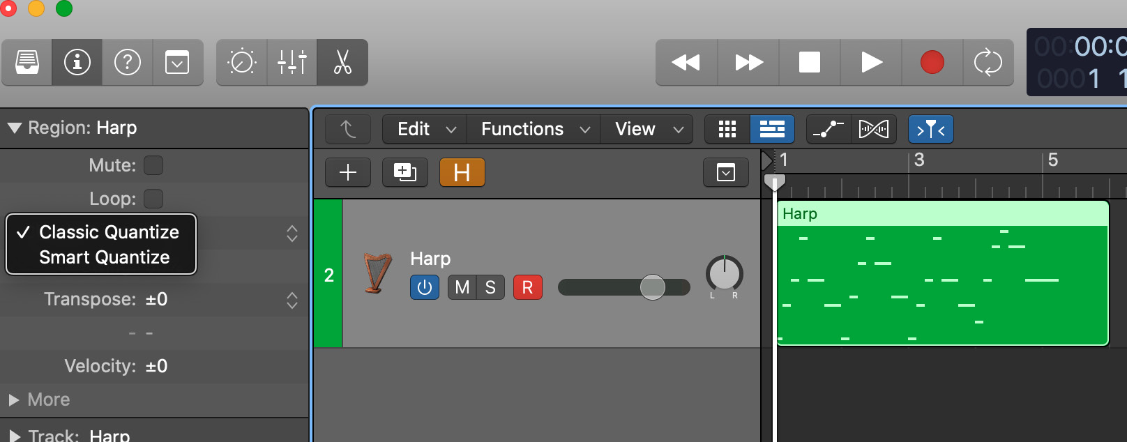 Figure 6.7 – Smart Quantize in the Region Inspector parameters
