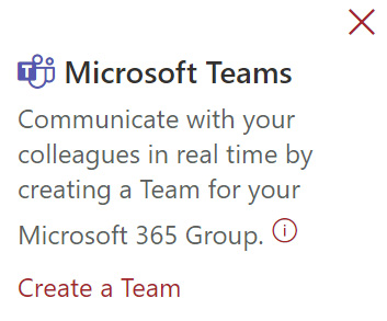 Figure 12.4 – The Microsoft Teams message for team creation on a SharePoint Online site
