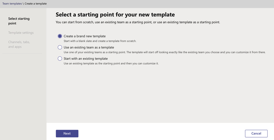 Figure 3.14 – Select a starting point for your new template
