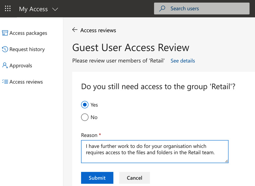 Figure 4.37 – Guest user completes the access review
