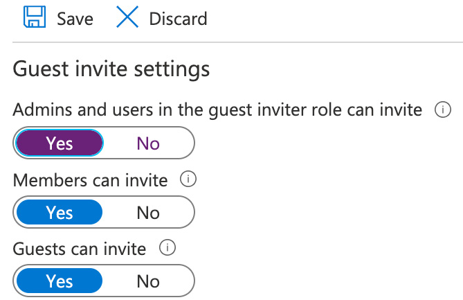 Figure 4.3 – Guest invite settings in the Azure portal
