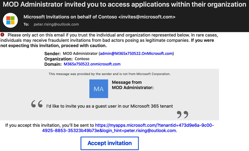 Figure 4.44 – Guest access invitation received by the user
