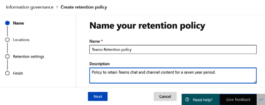 Figure 5.12 – Name your retention policy
