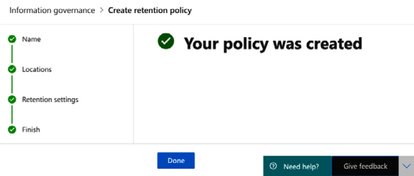 Figure 5.16 – The policy has been created
