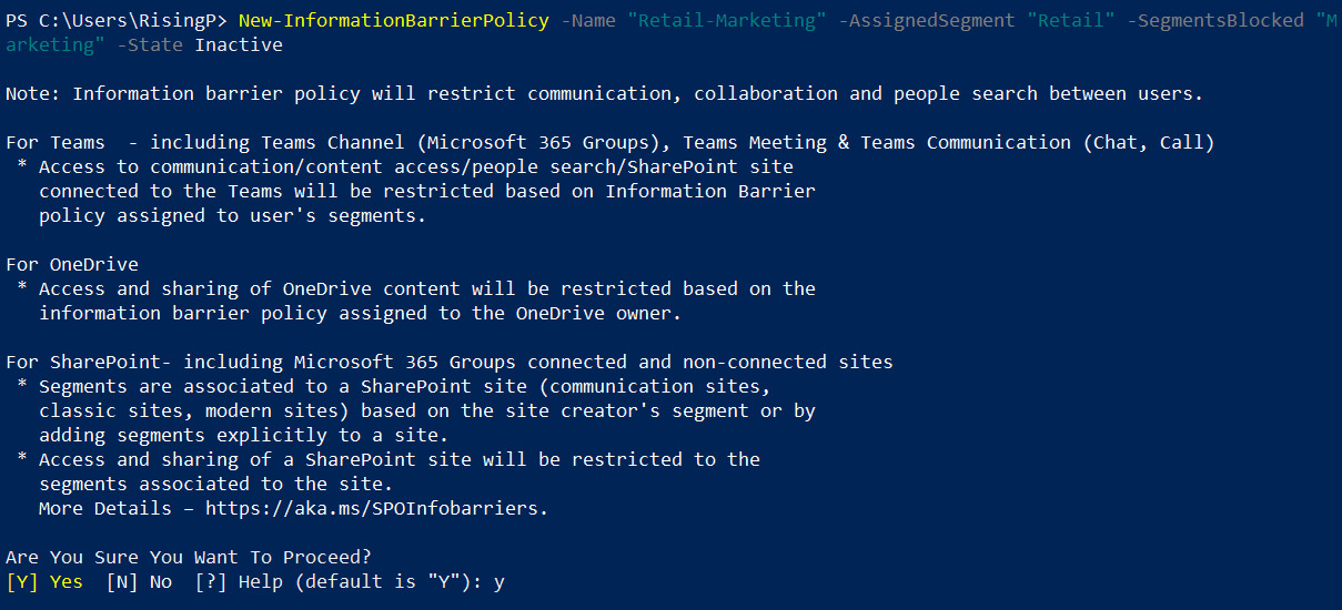 Figure 5.34 – Setting up a new information barrier policy
