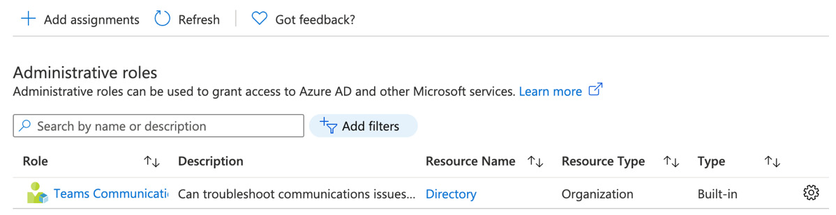 Figure 5.5 – The Teams Communications Support Engineer role added to the user
