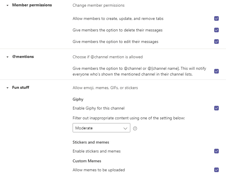 Figure 8.8 – Private channel settings, closely resembling those of a full team
