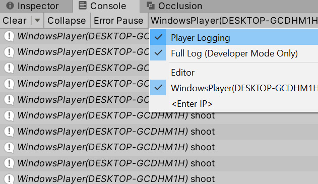 Figure 21.14 – Enabling Player Logging after attaching the Profiler
