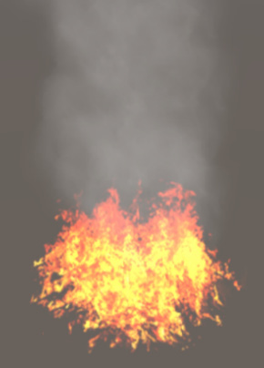Figure 7.32 – Result of combining the fire and smoke particle systems
