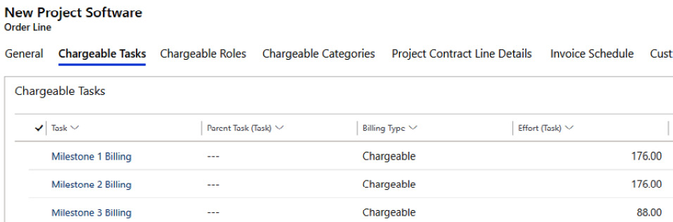 Figure 5.6 – Chargeable Tasks
