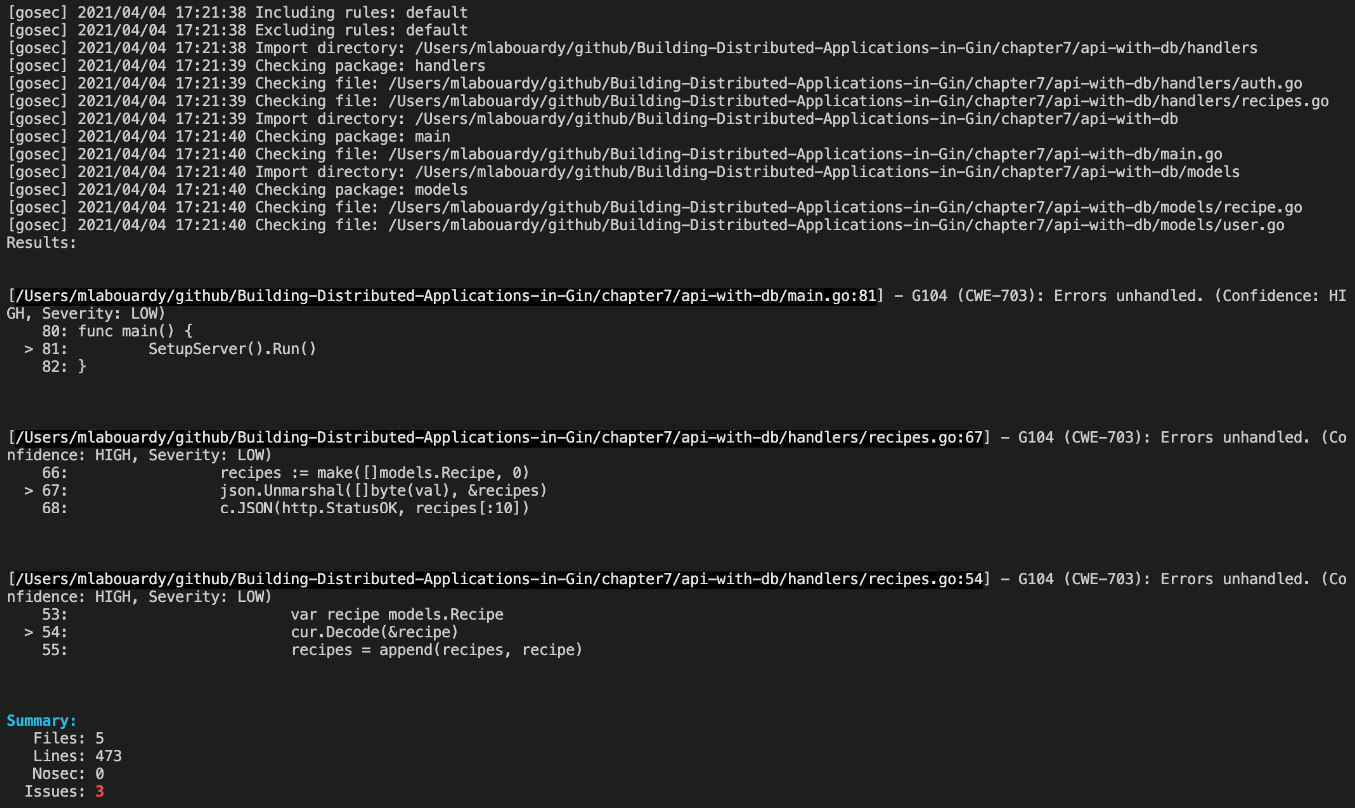 Figure 7.10 – Unhandled errors
