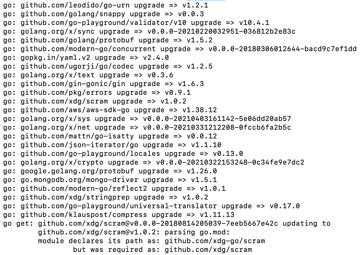 Figure 7.14 – Upgrading Go packages
