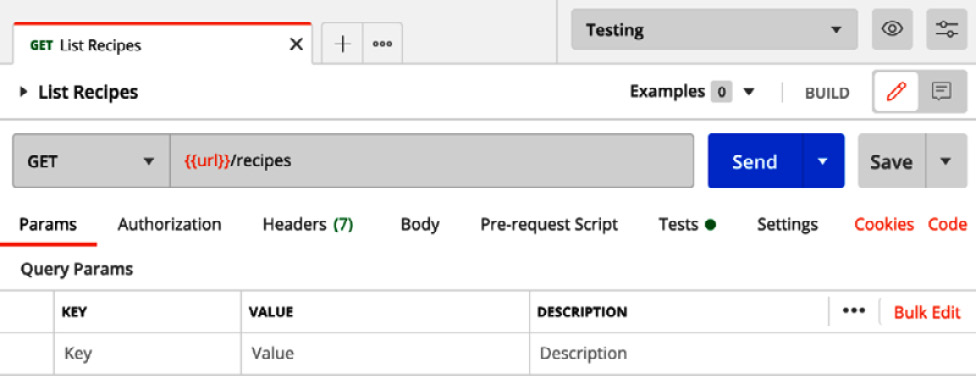 Figure 7.21 – Parameterizing request
