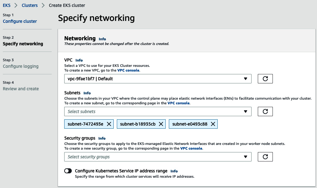 Figure 8.33 – EKS network configuration
