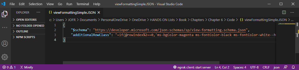 Figure 7.14 – Visual Studio Code – view formatting JSON