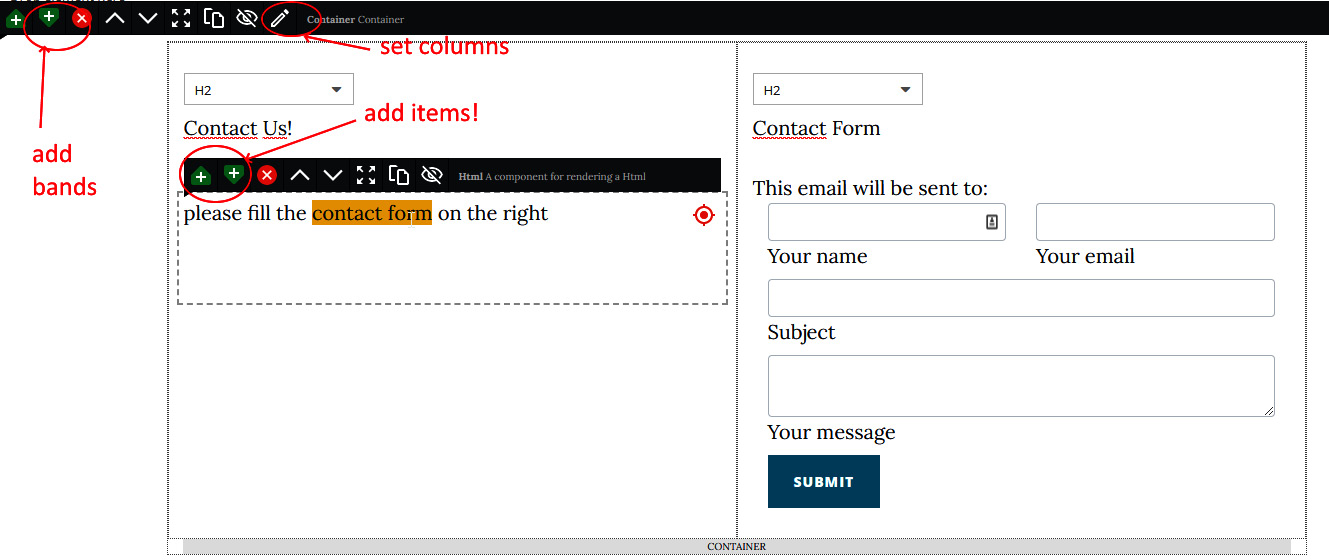 Figure 10.20: The web page with the contact form and data
