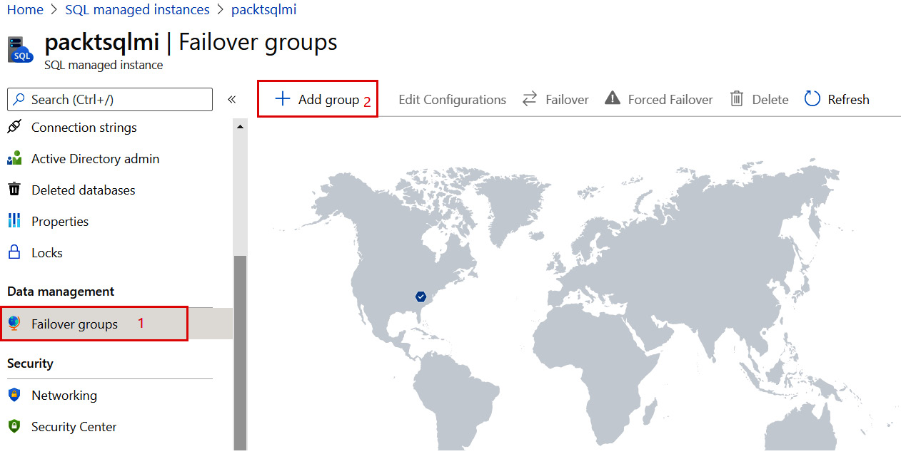 Clicking on Add group in the Failover groups pane