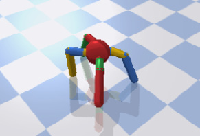 Figure 14.2 – Ant robot walking in PyBullet
