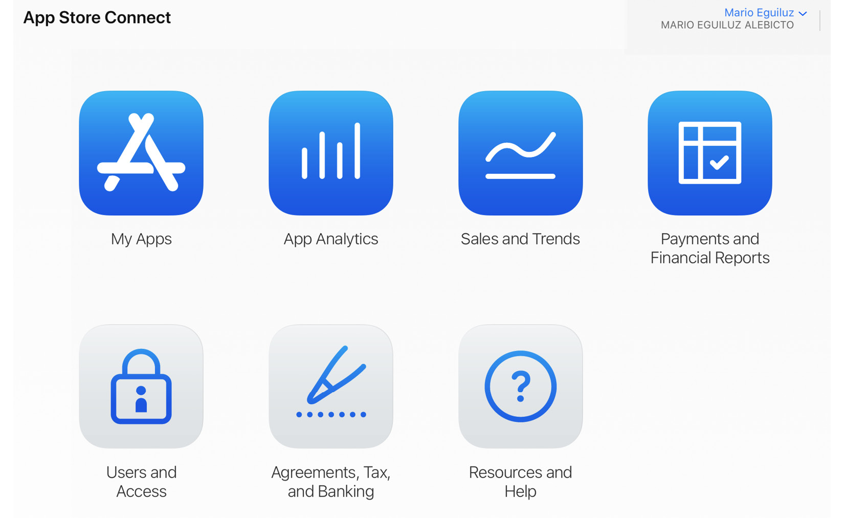 Figure 20.1 – App Store Connect dashboard
