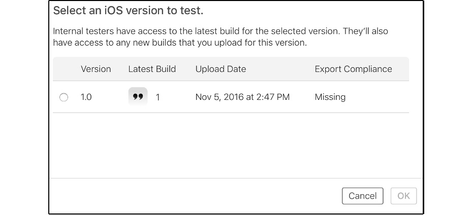 Figure 20.10 – Selecting the app version to test
