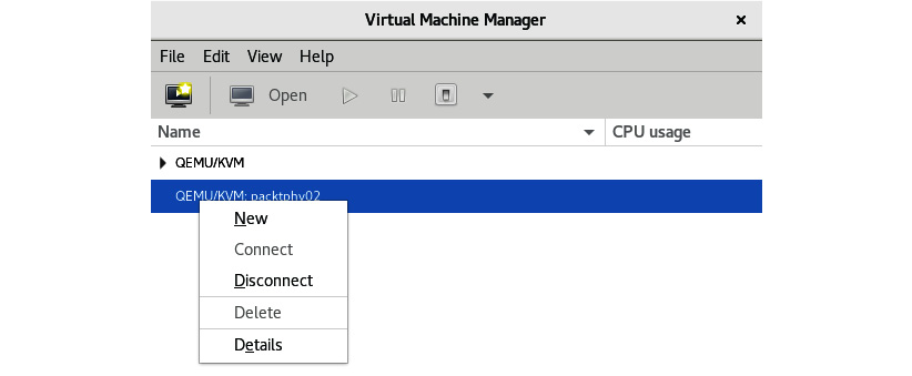 Figure 7.4 – Creating a new VM on a remote KVM host
