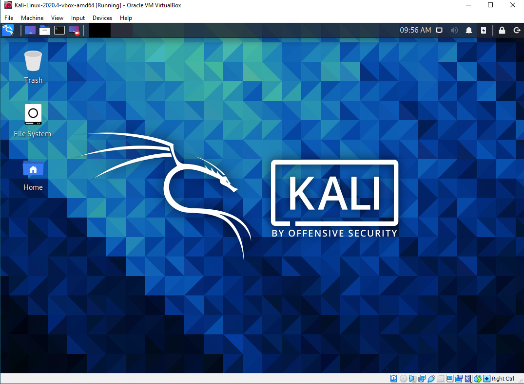 Figure 2.4 – Kali Linux home screen
