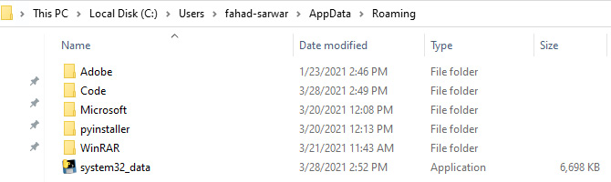 Figure 9.8 – Current executable copied to the appdata folder
