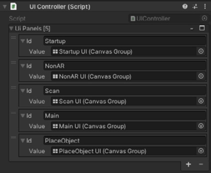 Figure 5.5 – UI Controller's UI Panels list with PlaceObject added
