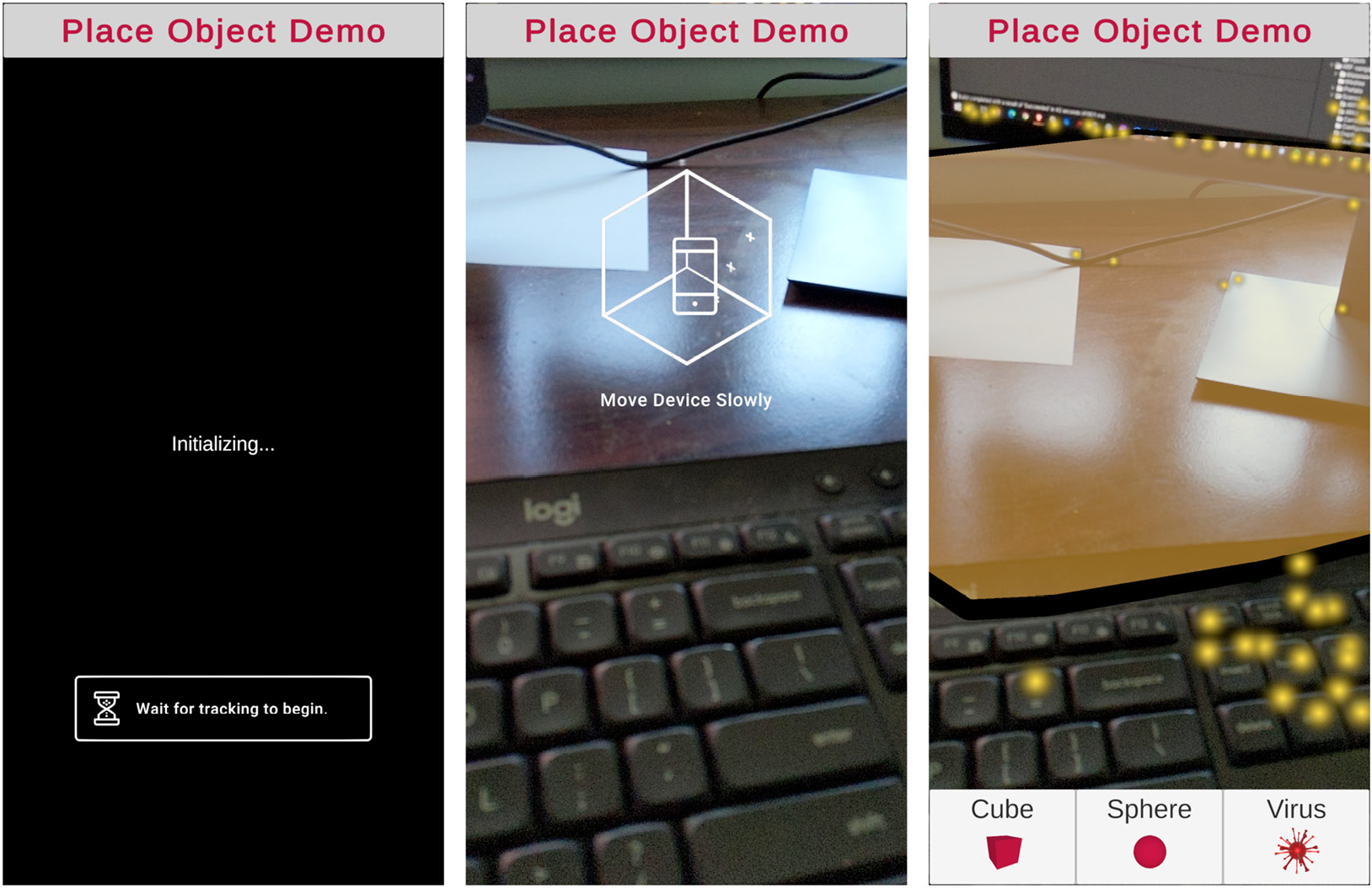 Figure 5.8 – Screen captures of Startup-mode, Scan-mode, and Main-mode
