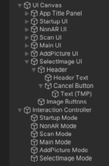 Figure 6.14 –UI Canvas with SelectImage UI, and Interaction Controller with SelectImage Mode
