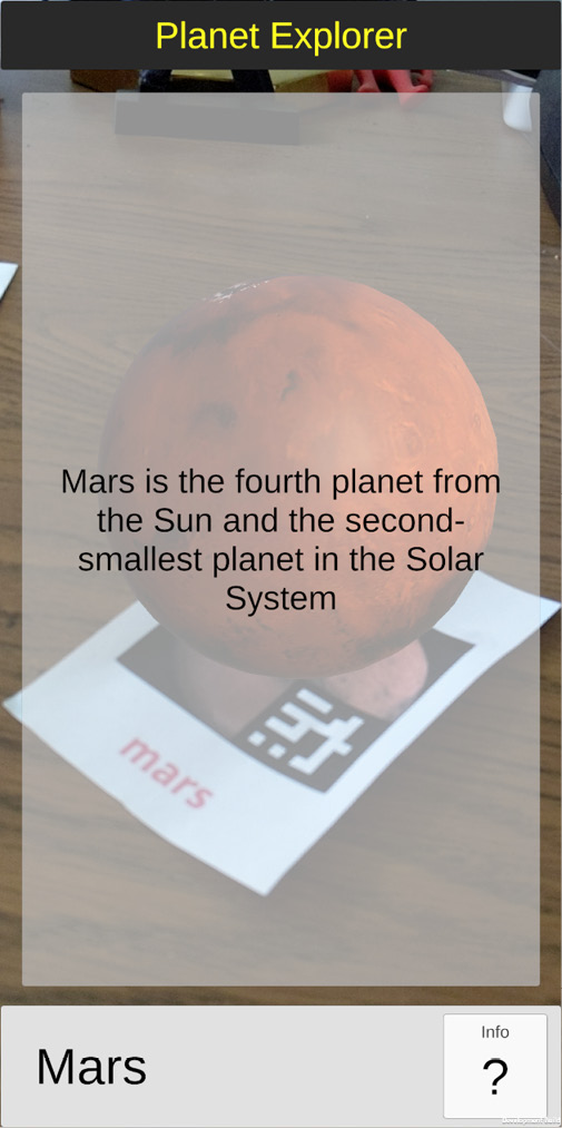 Figure 8.22 – Displaying description text about Mars in the toggled Details Panel
