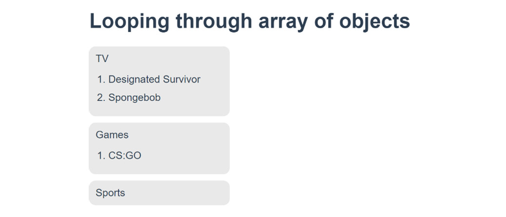 Figure 1.29: Nested ordered list detailing your favorites
