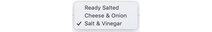 Figure 4.11: Open CustomSelect with flavor options and Salt & Vinegar selected
