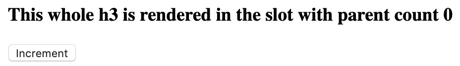 Figure 4.16: Initial h3 with a count of 0, as per the initial data in the parent component
