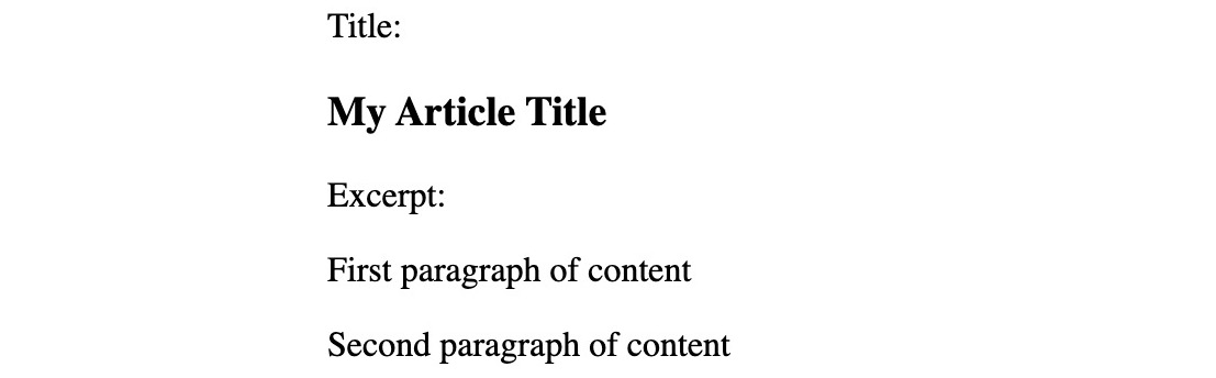 Figure 4.18: Article using named slots rendering templates defined by the parent
