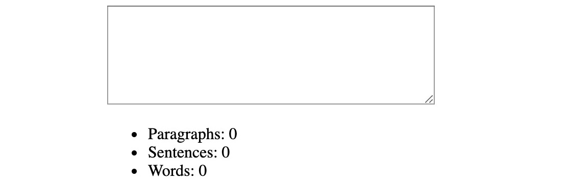 Figure 4.30: Textarea with counts set to 0 when empty
