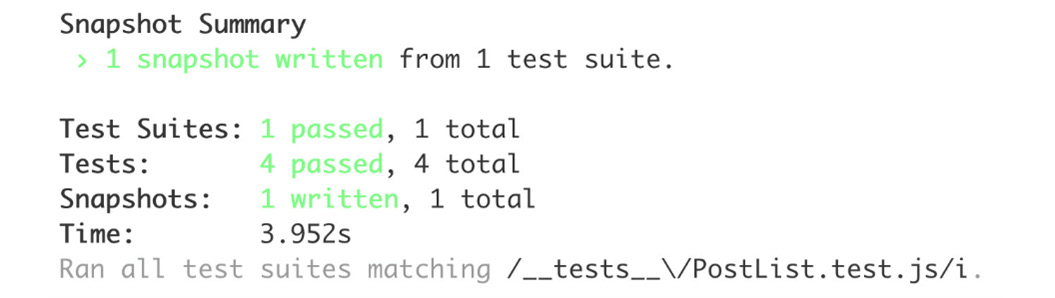 Figure 12.27: Snapshot test run for the first time
