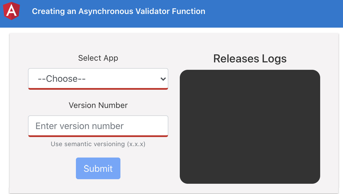 Figure 8.16 – Asynchronous validators app running on http://localhost:4200
